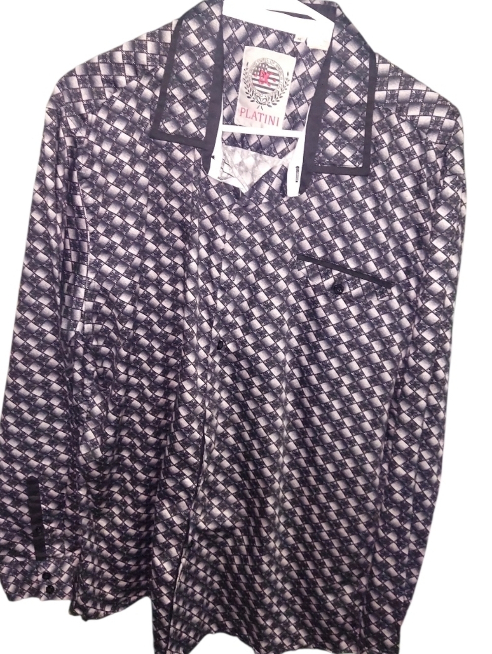 Platania Mens Long Sleeve Printed Button Down Shirt Sizs XL